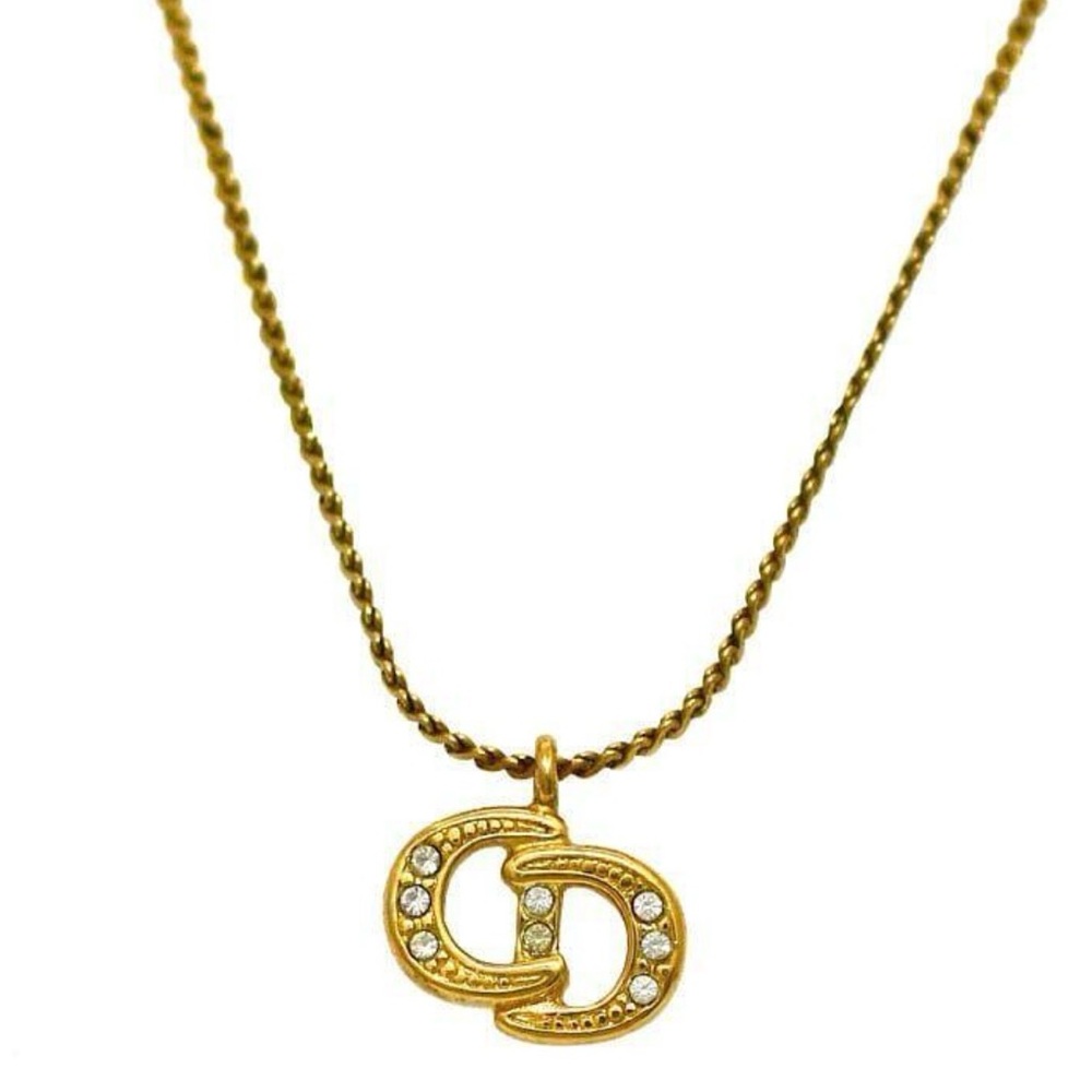 Christian Dior Authentic Vintage CD with Cubic stones Necklace wit